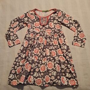 Millie loves Lily girls size 8 peach, white and taupe dress, floral print